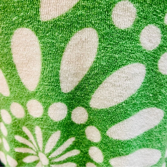 Tory Burch Green Floral Hooded Terry Cloth Pullover Small - Picture 2 of 6